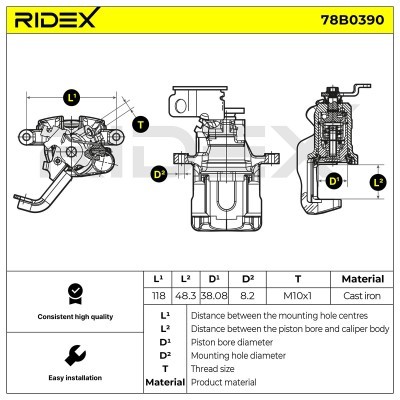 Brake Caliper RIDEX 78B0390 78B0390 - photo 6