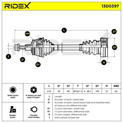 Drive Shaft RIDEX 13D0397 13D0397 - photo 6