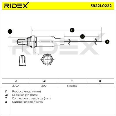 Lambda (Oxygen) Sensor RIDEX 3922L0222 3922L0222 - photo 6