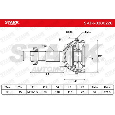 Joint Kit, Drive Shaft Stark SKJK-0200226 SKJK-0200226 - photo 5
