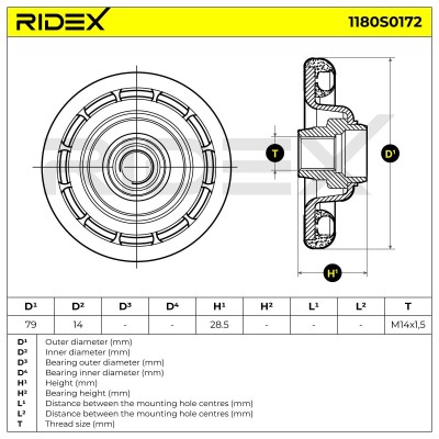 Strut Support Bearing Front RIDEX 1180S0172 1180S0172 - photo 6