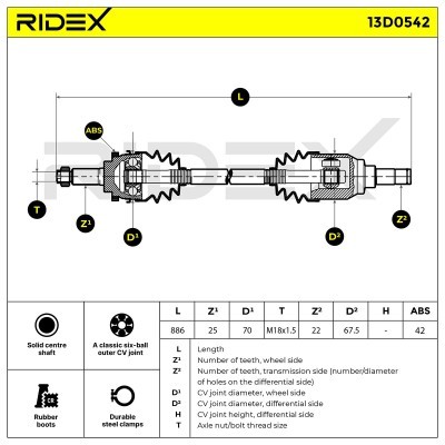 Drive Shaft RIDEX 13D0542 13D0542 - photo 7