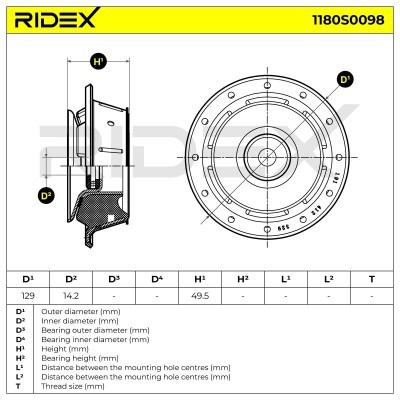 Strut Support Bearing Front RIDEX 1180S0098 1180S0098 - photo 5