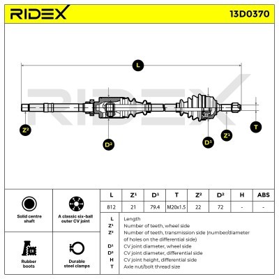Drive Shaft RIDEX 13D0370 13D0370 - photo 7