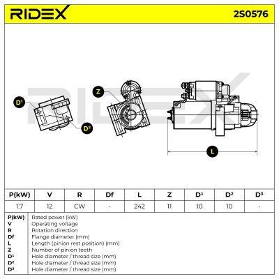 Starter RIDEX 2S0576 2S0576 - photo 6