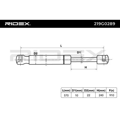 Gas Spring, boot-/cargo area RIDEX 219G0289 219G0289 - photo 7
