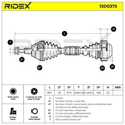 Drive Shaft RIDEX 13D0375 13D0375 - photo 7