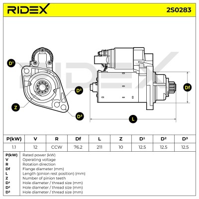 Starter RIDEX 2S0283 2S0283 - photo 6