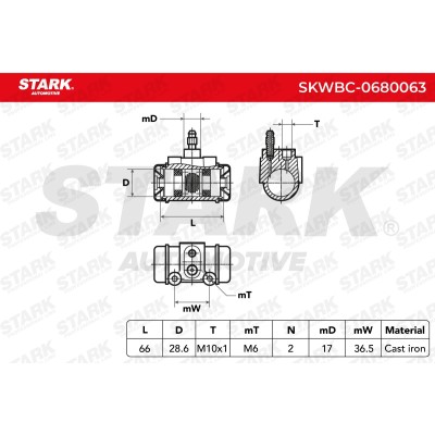 Wheel Brake Cylinder Stark SKWBC-0680063 SKWBC-0680063 - photo 5