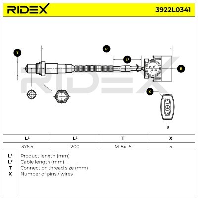 Lambda (Oxygen) Sensor RIDEX 3922L0341 3922L0341 - photo 6