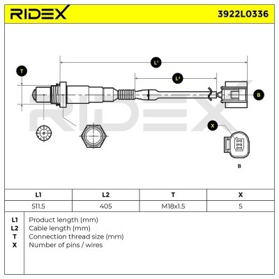 Lambda (Oxygen) Sensor RIDEX 3922L0336 3922L0336 - photo 6