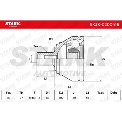 Joint Kit, Drive Shaft Stark SKJK-0200416 SKJK-0200416 - photo 6