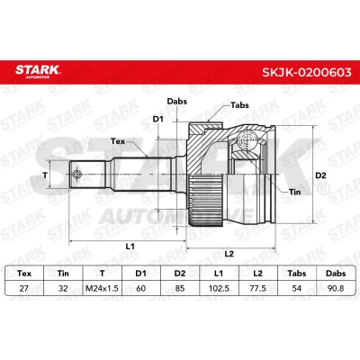 Joint Kit, Drive Shaft Stark SKJK-0200603 SKJK-0200603 - photo 5