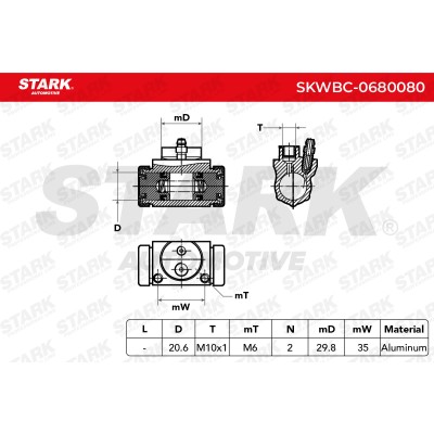 Wheel Brake Cylinder Stark SKWBC-0680080 SKWBC-0680080 - photo 5