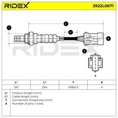 Lambda (Oxygen) Sensor RIDEX 3922L0671 3922L0671 - photo 6