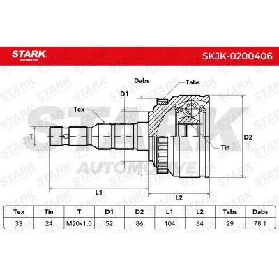 Joint Kit, Drive Shaft Stark SKJK-0200406 SKJK-0200406 - photo 5