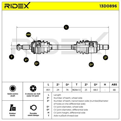Drive Shaft RIDEX 13D0896 13D0896 - photo 7