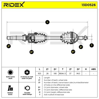 Drive Shaft RIDEX 13D0526 13D0526 - photo 7