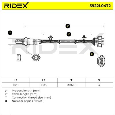 Lambda (Oxygen) Sensor RIDEX 3922L0472 3922L0472 - photo 6