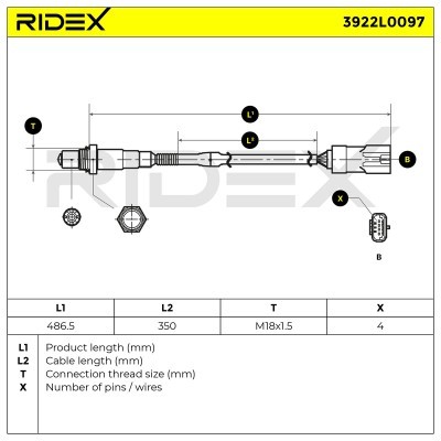 Lambda (Oxygen) Sensor RIDEX 3922L0097 3922L0097 - photo 6