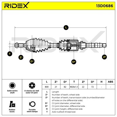 Drive Shaft RIDEX 13D0686 13D0686 - photo 7