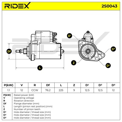 Starter RIDEX 2S0043 2S0043 - photo 6