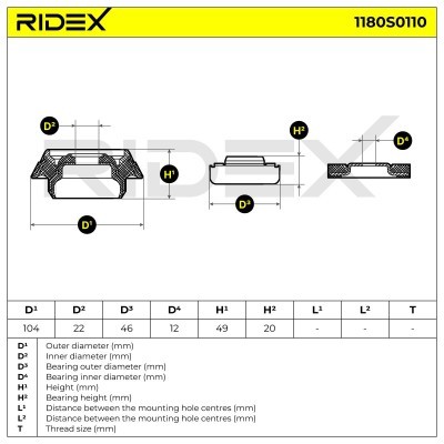 Strut Support Bearing Front RIDEX 1180S0110 1180S0110 - photo 5