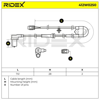 ABS Sensor RIDEX 412W0250 412W0250 - photo 6