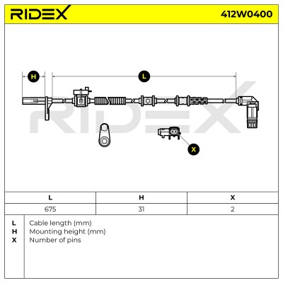 ABS Sensor RIDEX 412W0400 412W0400 - photo 6