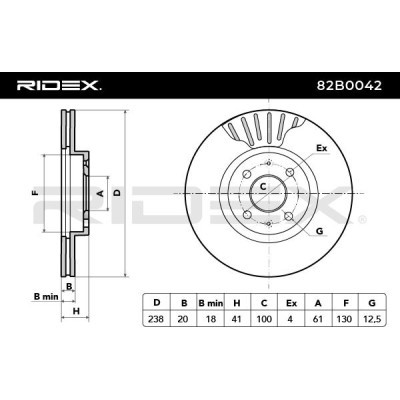 Brake Disc RIDEX 82B0042 82B0042 - photo 3