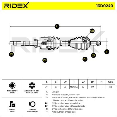Drive Shaft RIDEX 13D0240 13D0240 - photo 6