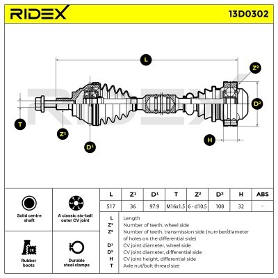 Drive Shaft RIDEX 13D0302 13D0302 - photo 10
