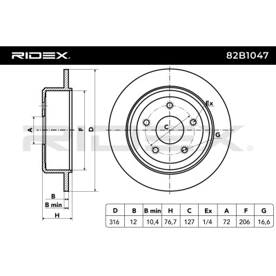 Brake Disc RIDEX 82B1047 82B1047 - photo 8