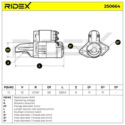 Starter RIDEX 2S0664 2S0664 - photo 6
