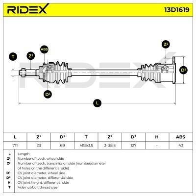 Drive Shaft RIDEX 13D1619 13D1619 - photo 7