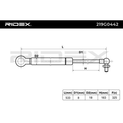 Gas Spring, boot-/cargo area RIDEX 219G0442 219G0442 - photo 7