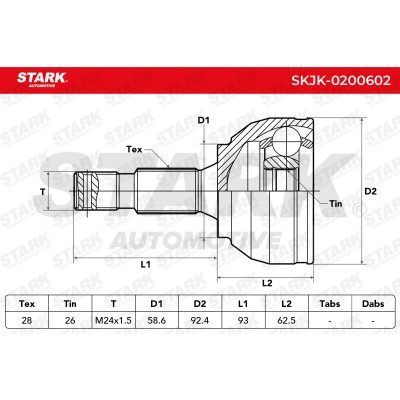 Joint Kit, Drive Shaft Stark SKJK-0200602 SKJK-0200602 - photo 6