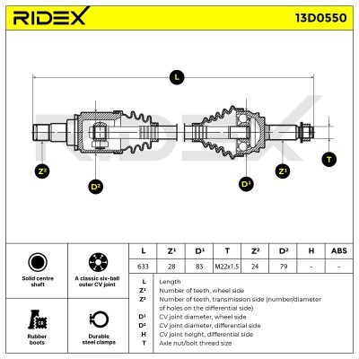 Drive Shaft RIDEX 13D0550 13D0550 - photo 7