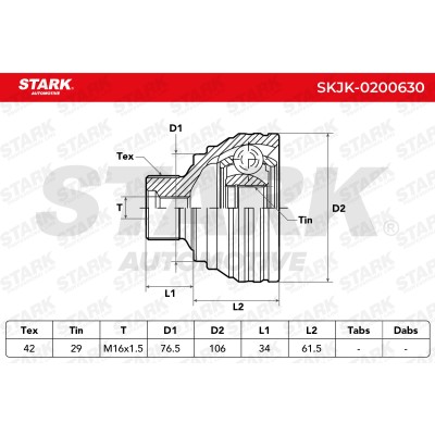 Joint Kit, Drive Shaft Stark SKJK-0200630 SKJK-0200630 - photo 4