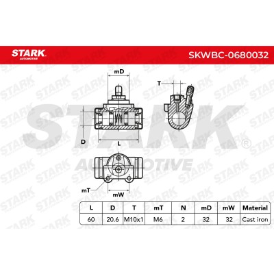 Wheel Brake Cylinder Stark SKWBC-0680032 SKWBC-0680032 - photo 5