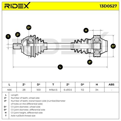 Drive Shaft RIDEX 13D0527 13D0527 - photo 7