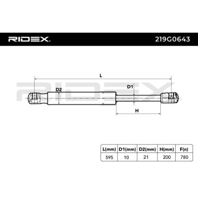 Gas Spring, boot-/cargo area RIDEX 219G0643 219G0643 - photo 6