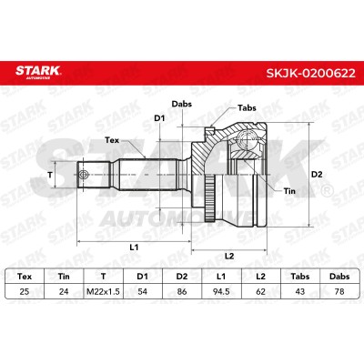 Joint Kit, Drive Shaft Stark SKJK-0200622 SKJK-0200622 - photo 7