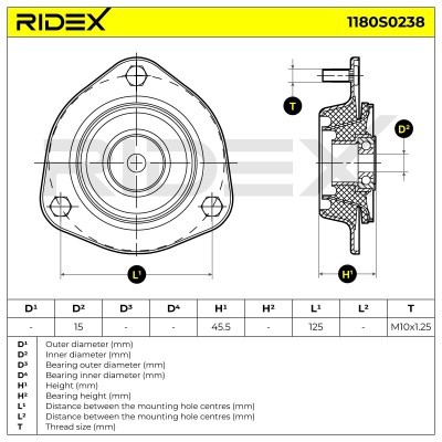 Strut Support Bearing Front RIDEX 1180S0238 1180S0238 - photo 5