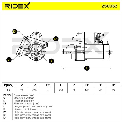 Starter RIDEX 2S0063 2S0063 - photo 7