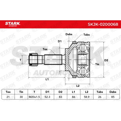 Joint Kit, Drive Shaft Stark SKJK-0200068 SKJK-0200068 - photo 5