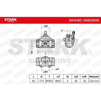 Wheel Brake Cylinder Stark SKWBC-0680008 SKWBC-0680008 - photo 6