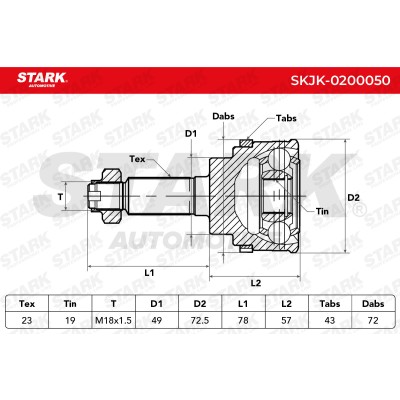 Joint Kit, Drive Shaft Stark SKJK-0200050 SKJK-0200050 - photo 8