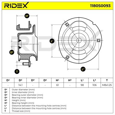Strut Support Bearing Front RIDEX 1180S0093 1180S0093 - photo 5