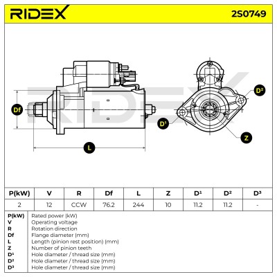 Starter RIDEX 2S0749 2S0749 - photo 12